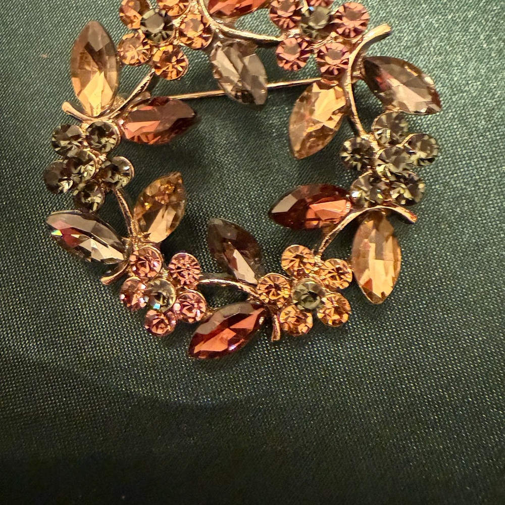 Elegant Floral Crystal Brooch
